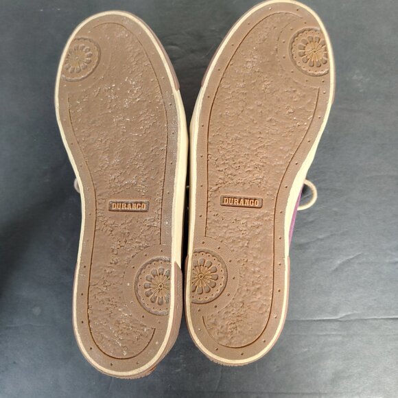 Durango Loafers Boat Shoes Women's Size 9 Medium Brown Purple Tooled Leather - Picture 8 of 10